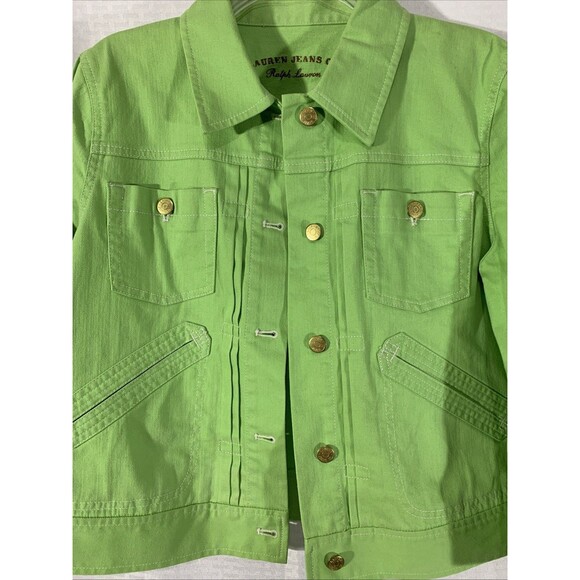 Ralph Lauren Vintage Green Denim Jacket Womens L Polo - Picture 2 of 5